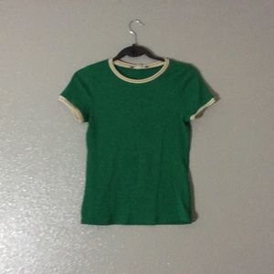green screw neck shirt